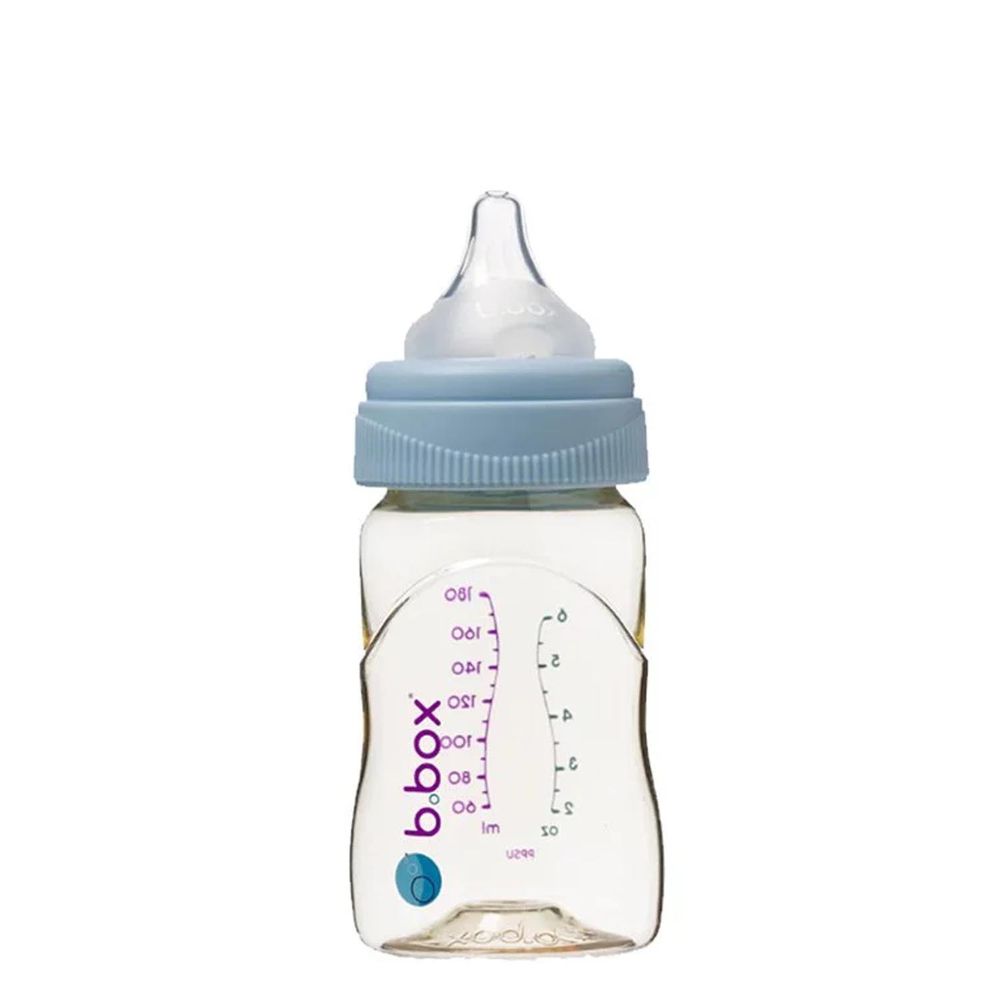 澳洲 b.box - PPSU嬰兒寬口圓孔奶瓶-馬卡龍藍-180ml