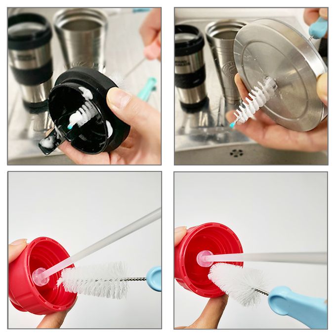 正韓 hibee - 極細緻各類水壺/杯蓋螺旋/奶嘴/奶瓶 海綿隙縫刷+茶壺嘴刷+吸管刷3入組-HOB001