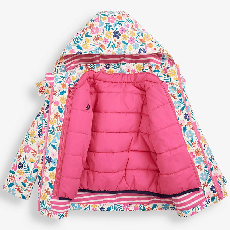 英國 JoJo Maman BeBe - 三合一多功能防水保暖外套-繽紛花卉