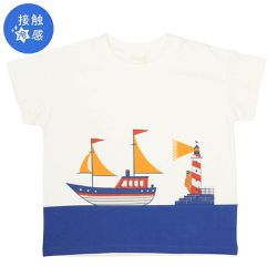 akachan honpo - 涼感短袖T恤-動物-藍色