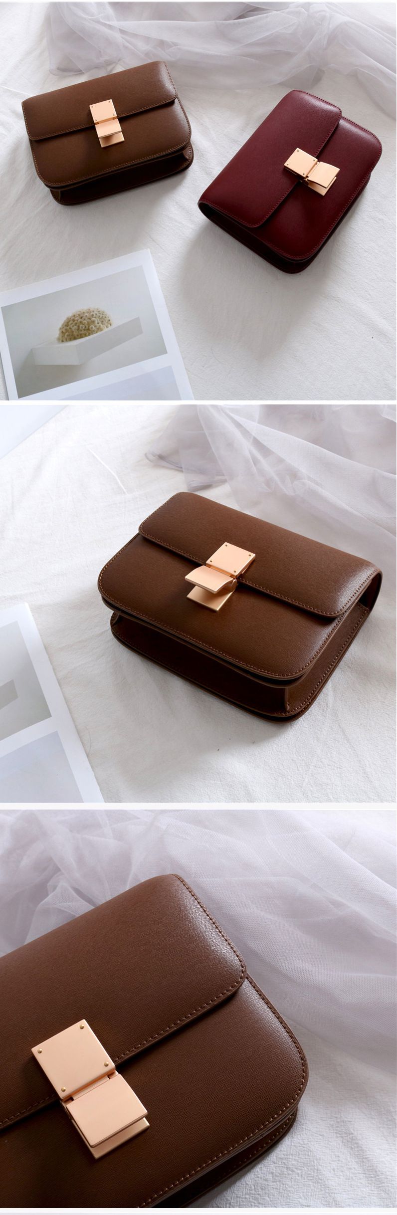 磨砂啞金真皮女包-裸粉色