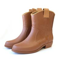 日本服飾代購 - 日本製半長筒牛仔風大人雨鞋-咖啡