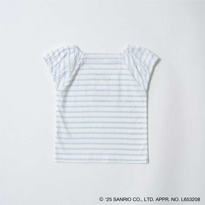 日本 Lycee mine - 100%棉 海洋風法式澎袖上衣-卡通人物大耳狗-紅白條紋