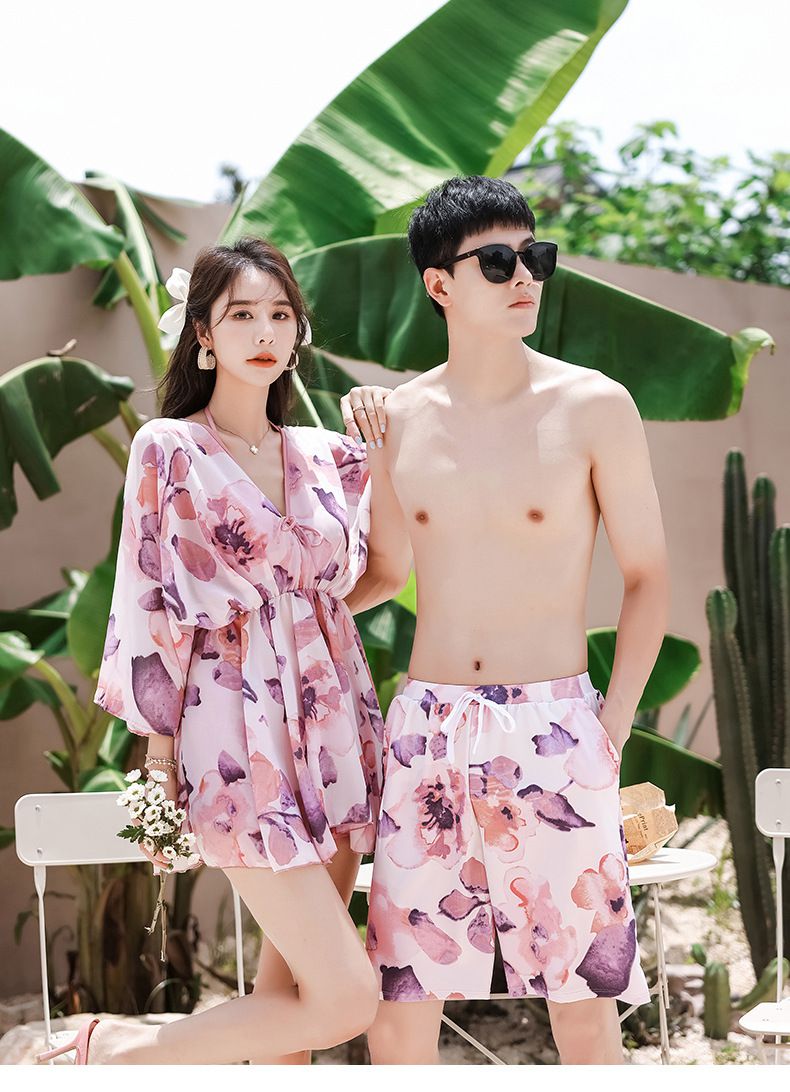 男士泳褲-唯美花瓣-紫+粉-直播專屬