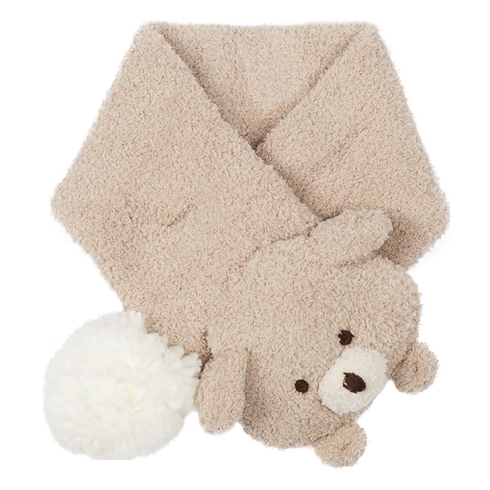 圍巾-毛茸茸動物-淺卡其色