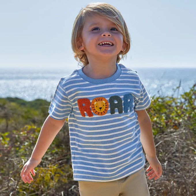 英國 JoJo Maman BeBe - 超優質嬰幼兒童100％純棉短袖上衣/ T-shirt/ 動物T-虎～吼