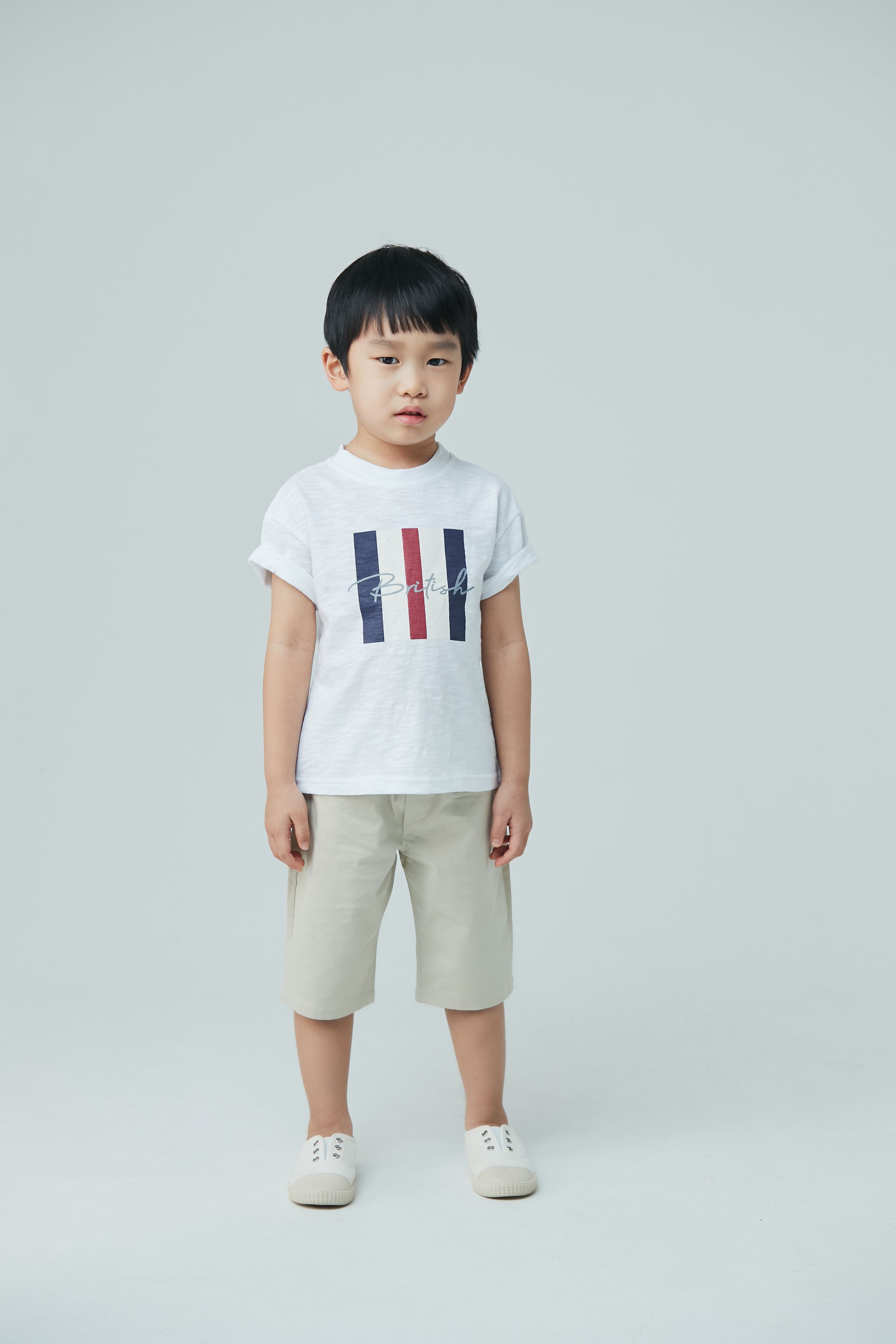 韓國 Coco Bang - 三色間隔印花T-白