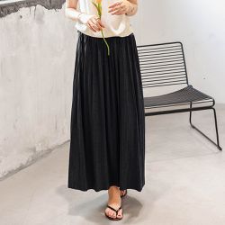Yukié - 莫代爾舒適修身百摺長裙-黑色 (F)