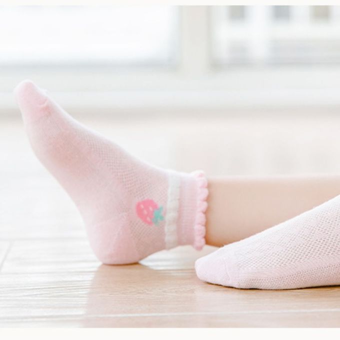 腳ㄚ子 - 幼/兒童透氣網眼襪 童襪 襪子 棉襪 兒童襪-草莓蜜糖