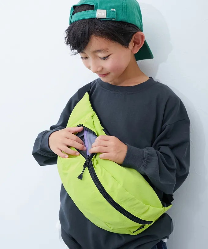 日本 devirock - 飽和色大容量側揹腰包(親子通用)-百搭灰 (約17x43x11cm)