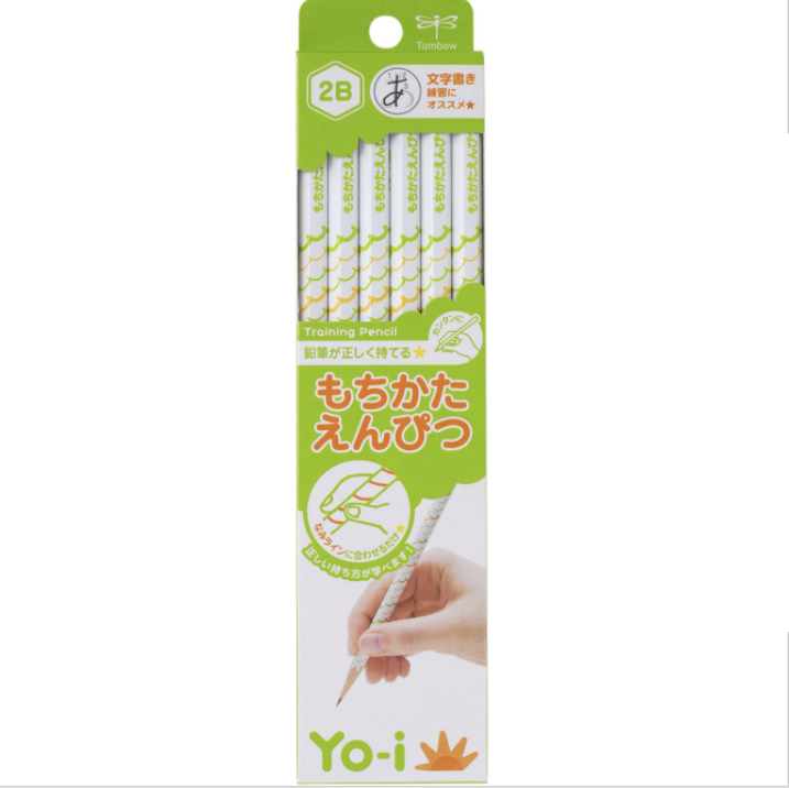 日本文具 TOMBOW - 蜻蜓牌 握筆角度輔助線六角鉛筆12支(2B)-綠