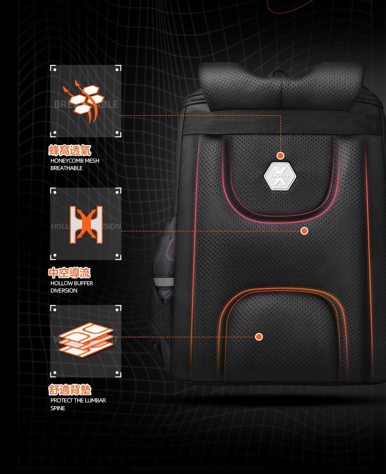 卡通大容量減壓書包-卡通人物鋼鐵人-黑色 (建議110-135cm)-30x19x37cm