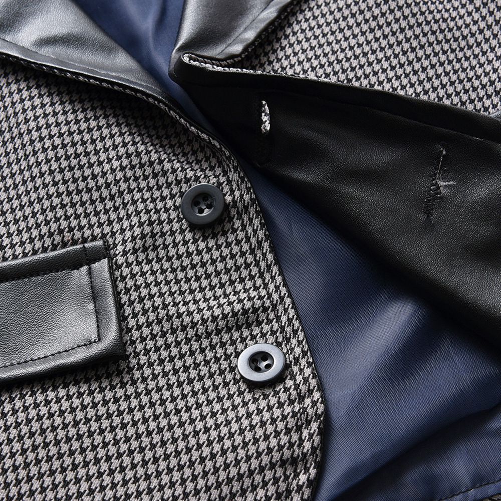 小紳士皮革馬甲吊帶套裝-無背帶款-黑色-領結顏色隨機