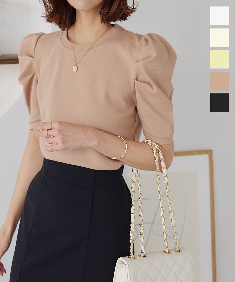 日本 Kobe Lettuce - 優雅抓皺羊腿袖上衣-黑