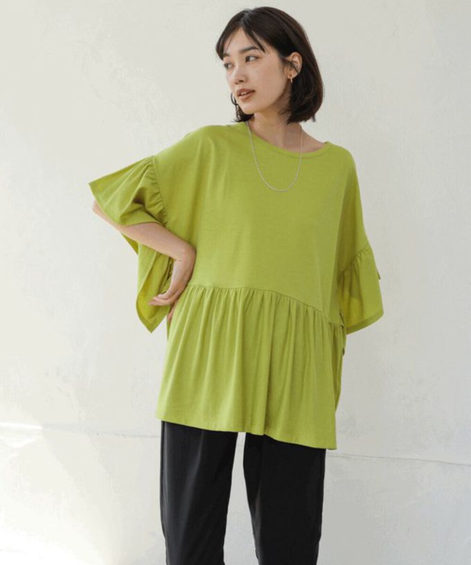 日本 Bab - 透氣嫘縈飄逸大寬袖上衣-杏棕