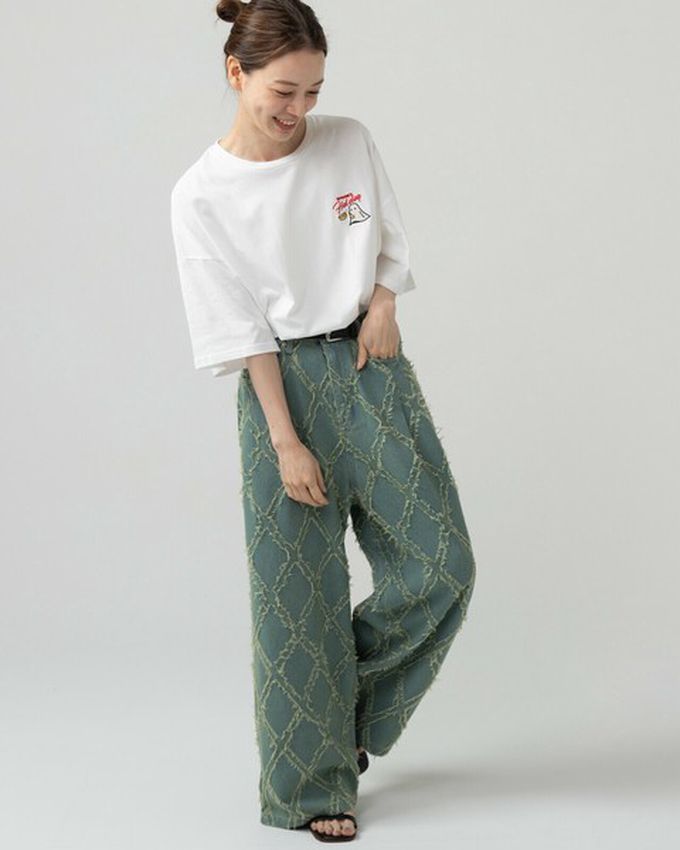 日本 gleam - 幽靈熱狗美式印花寬大風短袖T恤-燕麥灰