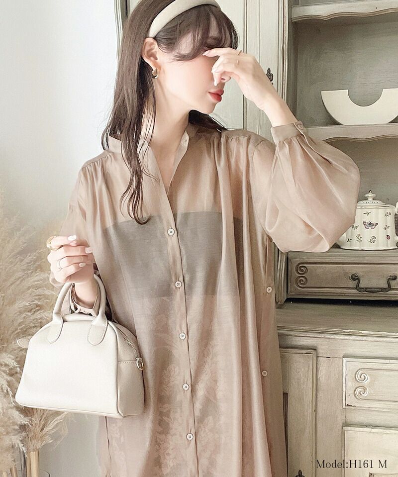 日本 Classical Elf - 2WAY穿搭透膚長版襯衫-淺綠