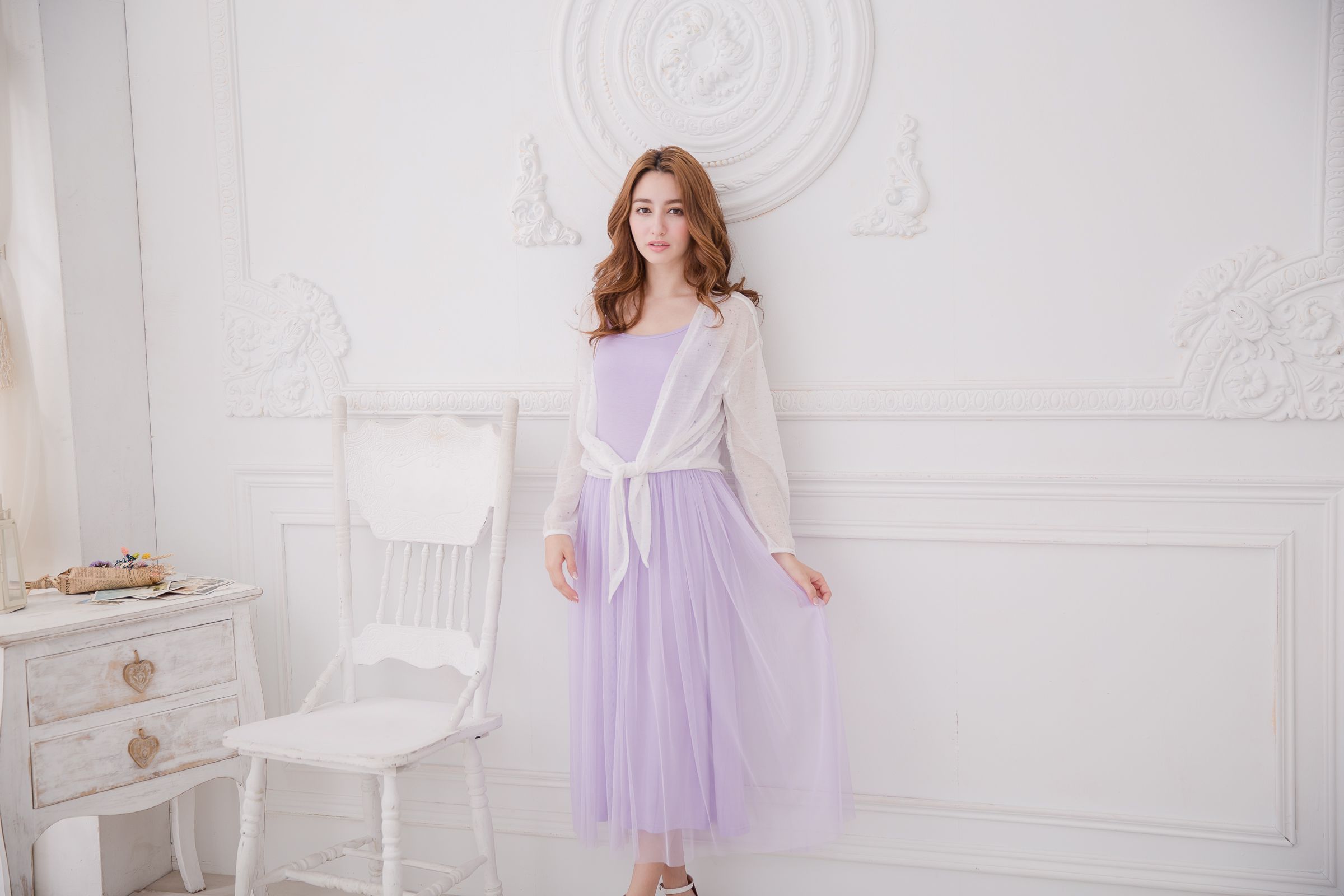 Peachy - 獨家訂製綿柔連身紗裙-細肩帶連身款-薰衣草紫 (F)