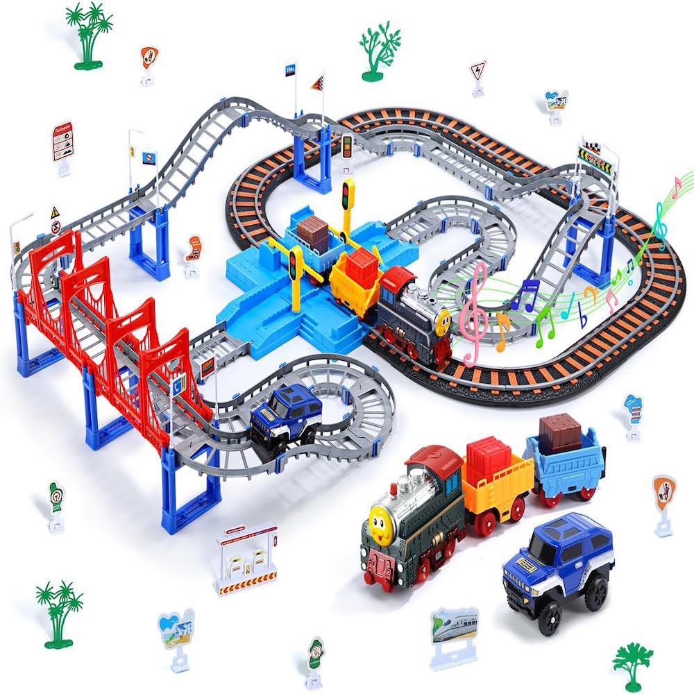 CuteStone - 兒童聲光火車鐵道世界玩具套裝組合