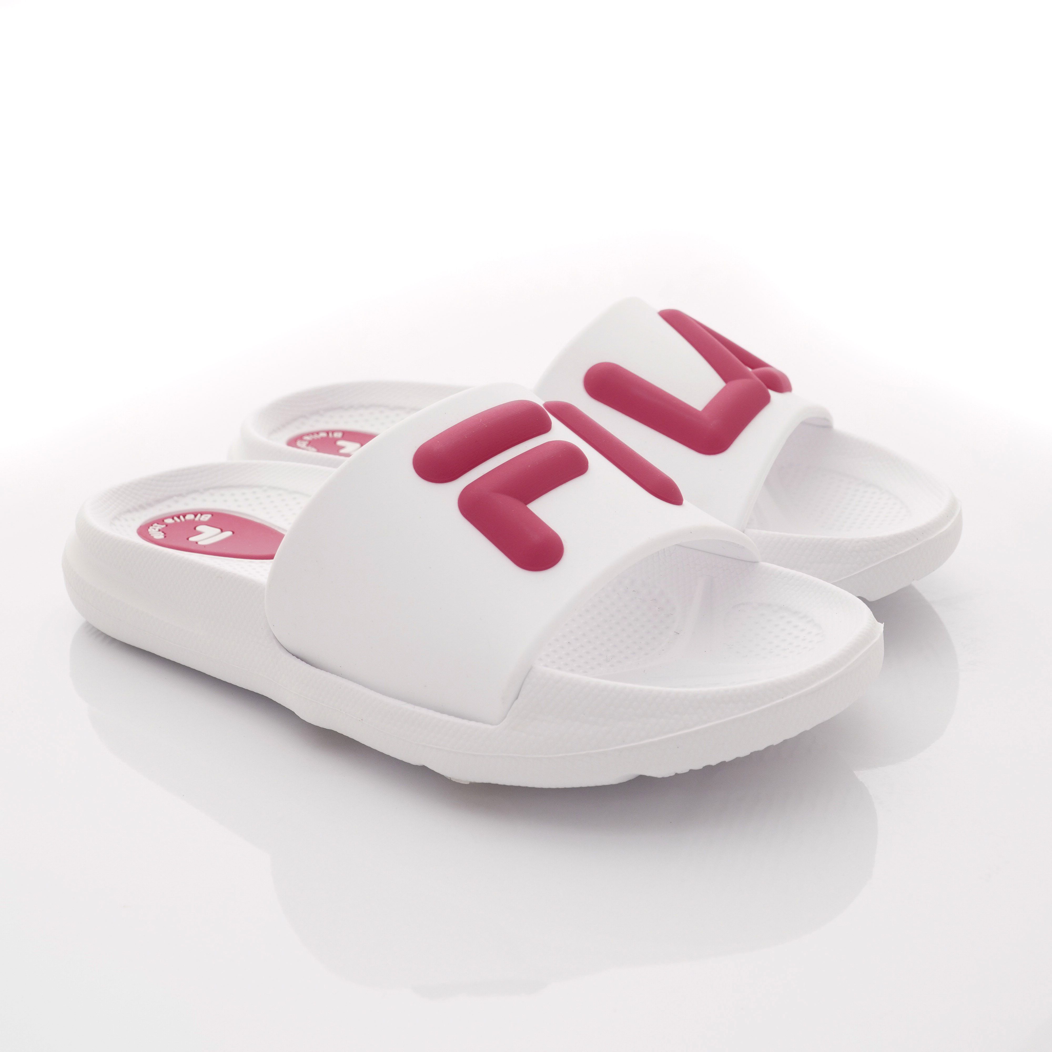 FILA - LOGO拖鞋款(中小童段)-白桃