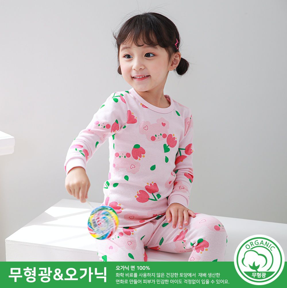 韓國 Ppippilong - 30支有機棉長袖家居服-鬱金香花園