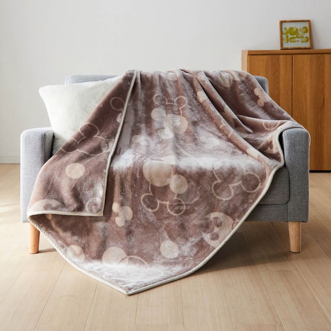 日本千趣會 - 迪士尼印花 極柔軟保暖毛毯/蓋毯-大小米奇-蜜桃粉