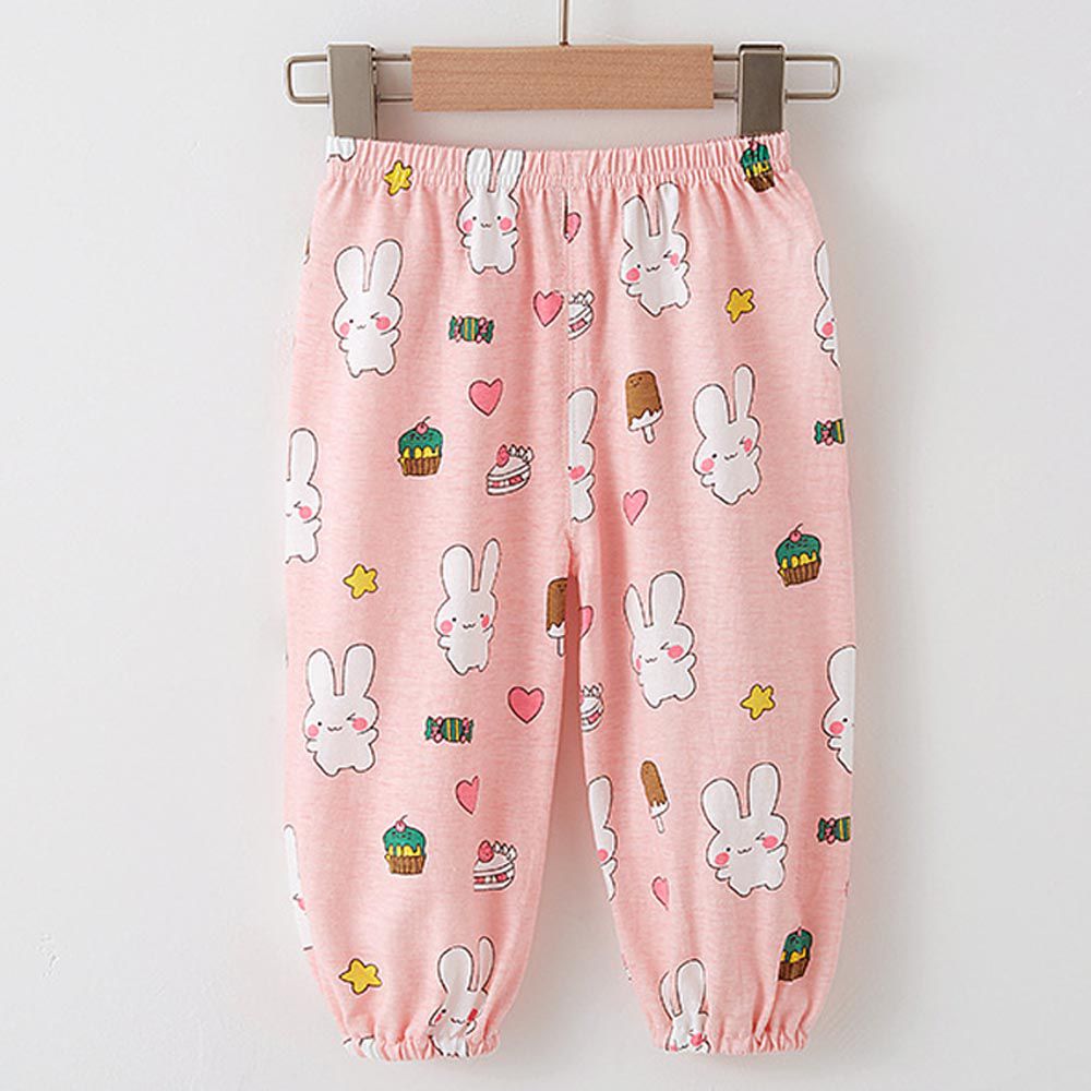 純棉網眼防蚊褲/空調褲-大耳兔子-粉色-團購專案