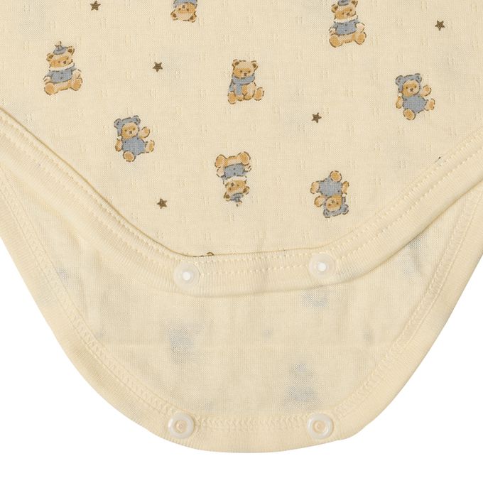 akachan honpo - 長袖套頭包屁衣2件組-蓬鬆棉 小熊-藍色