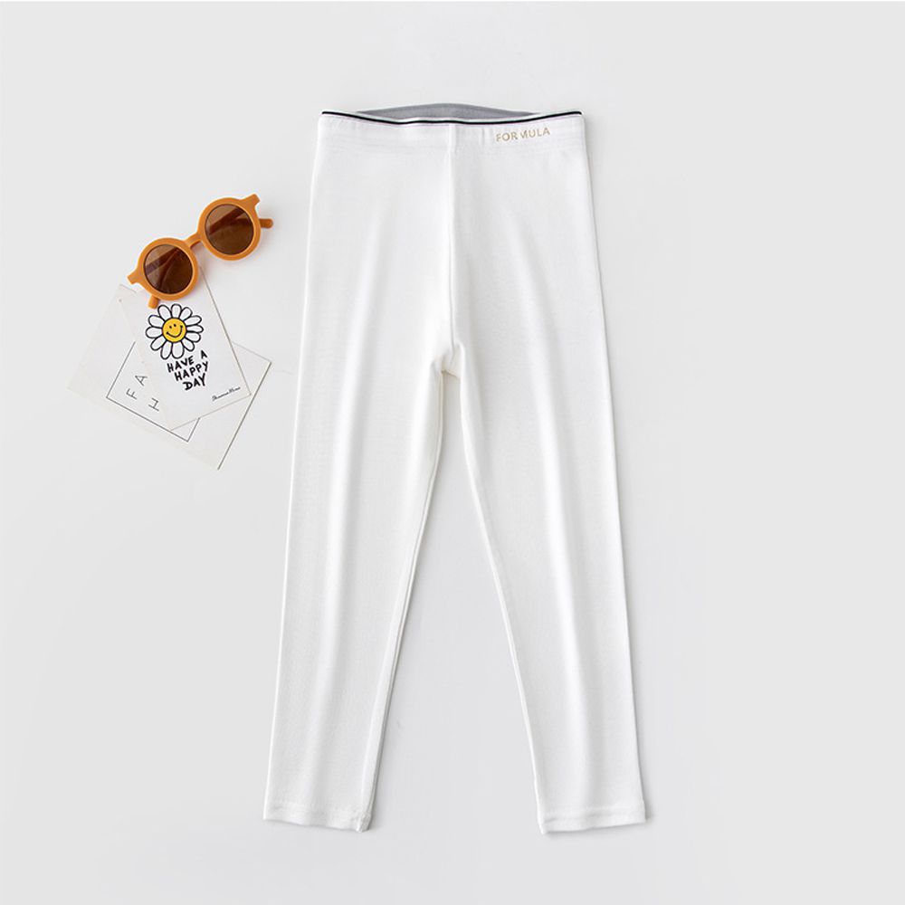 高彈鬆緊腰頭內搭褲-文字款-白色