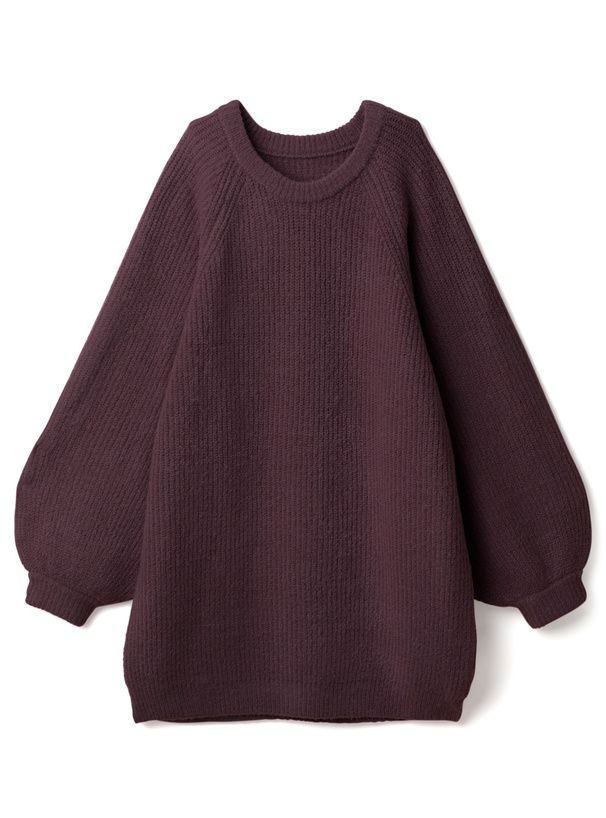 日本 GRL - 寬鬆短版針織長袖洋裝-摩卡 (F)