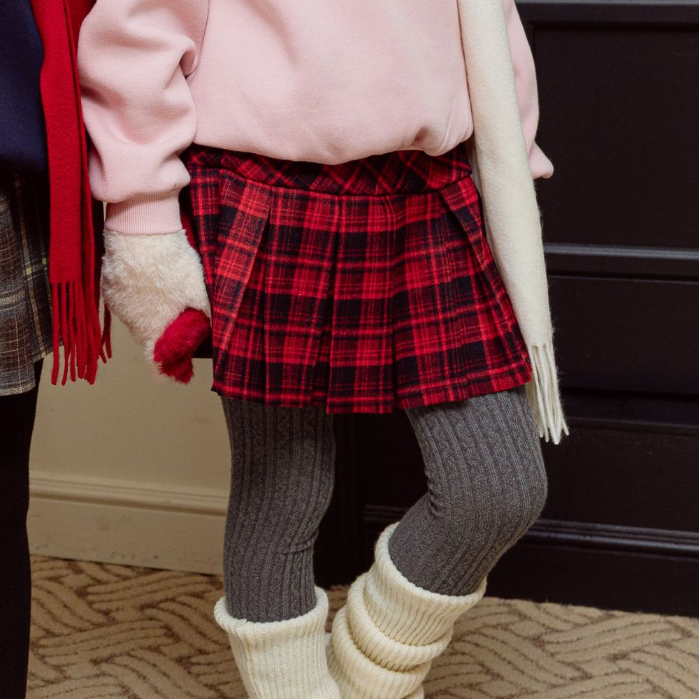 sm2 鬆緊腰經典格紋百褶裙-紅