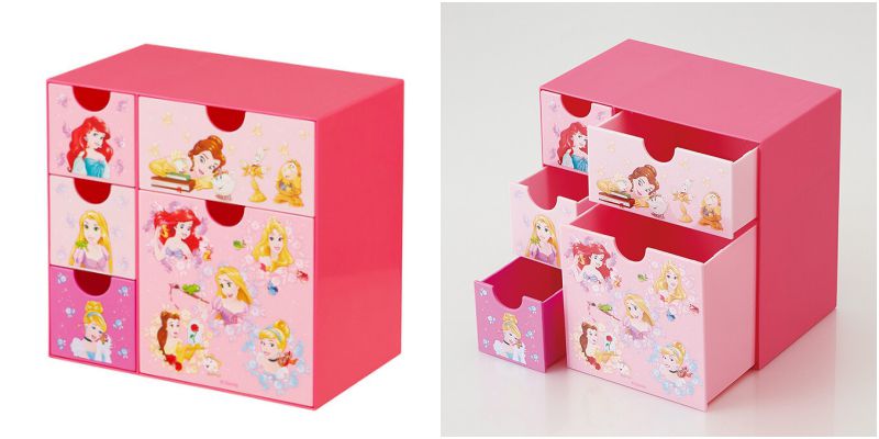 日本 SKATER 代購 - 桌上五格抽屜式收納盒-迪士尼公主 (約18x11x18cm)