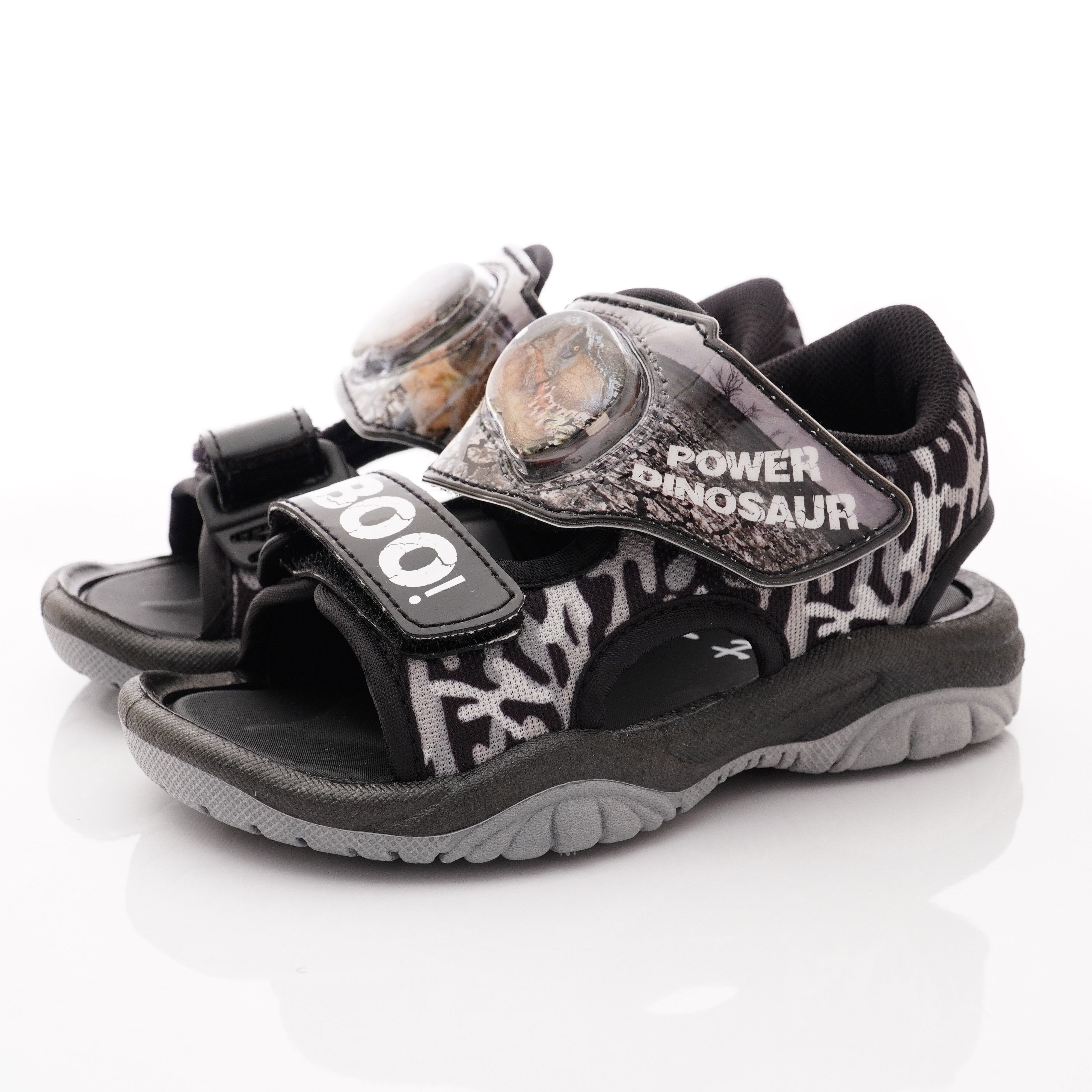 侏羅紀世界 - 恐龍電燈涼鞋款(中小童段)-黑