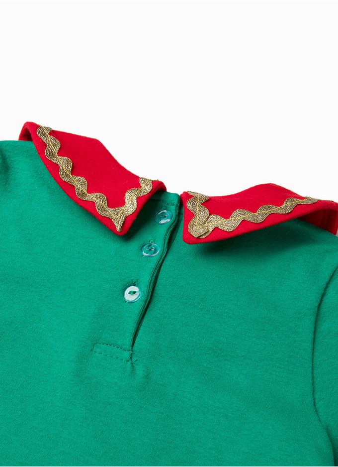 韓國 OZKIZ - (附尖帽,內搭褲)聖誕精靈女孩洋裝