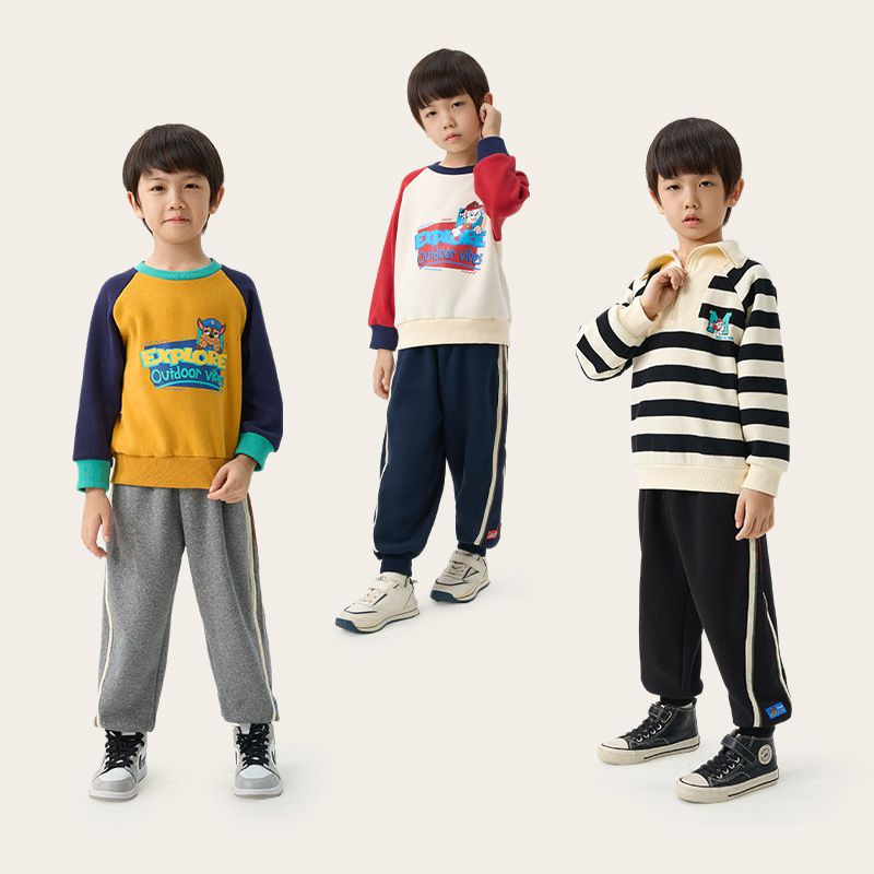 卡通汪汪隊不倒絨束口休閒運動長褲-卡通人物阿奇-灰色