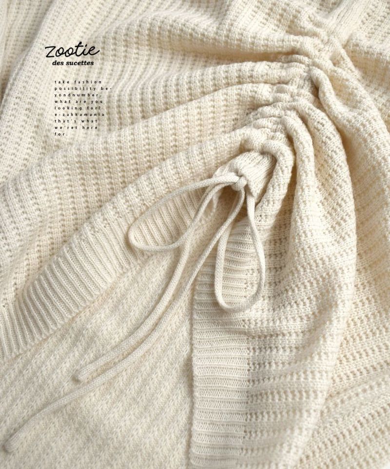 日本 zootie - 格紋編織抽繩針織上衣-知性黑