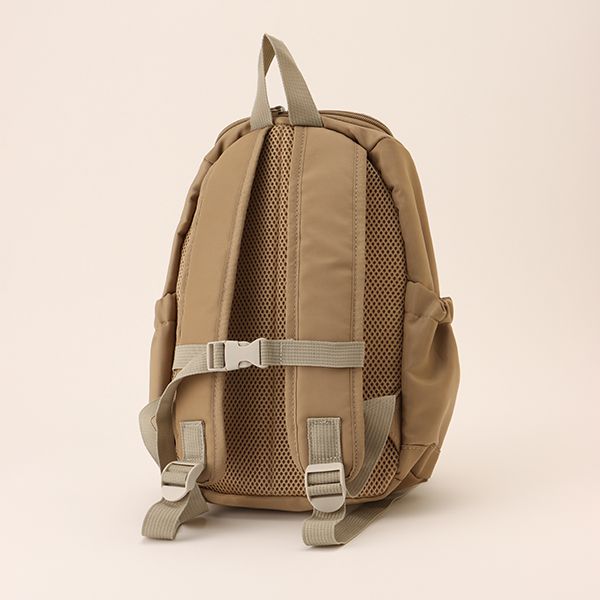 日本 petit main - 潑水加工硬挺帆布透氣背包-灰綠 (F)