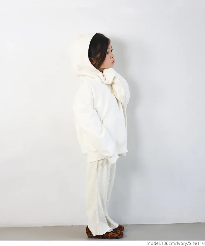 日本 COCA - [可剪裁] 羅紋彈性垂墜感寬褲-孩子-芥黃