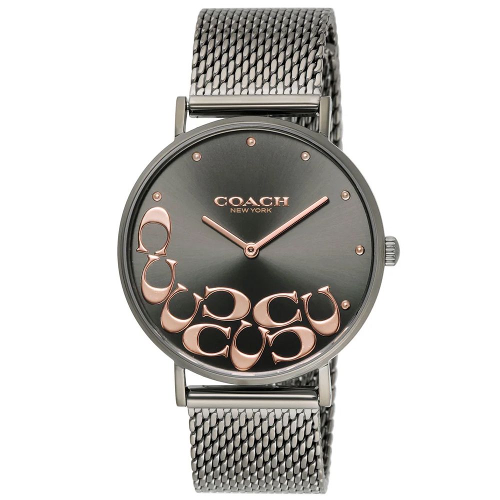 經典時尚不鏽鋼錶帶米蘭手錶 (黑灰)