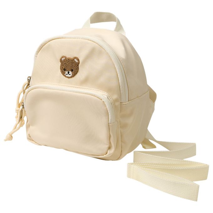 akachan honpo - 防走失背包-小熊刺繡-象牙白色