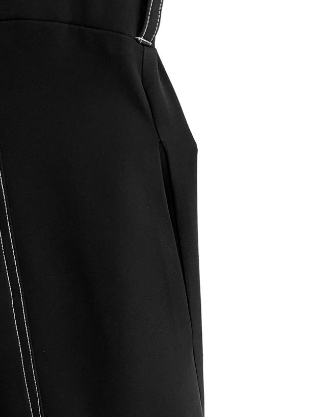 日本 GRL - 英倫率性車線翻領洋裝(附腰帶)-時尚黑