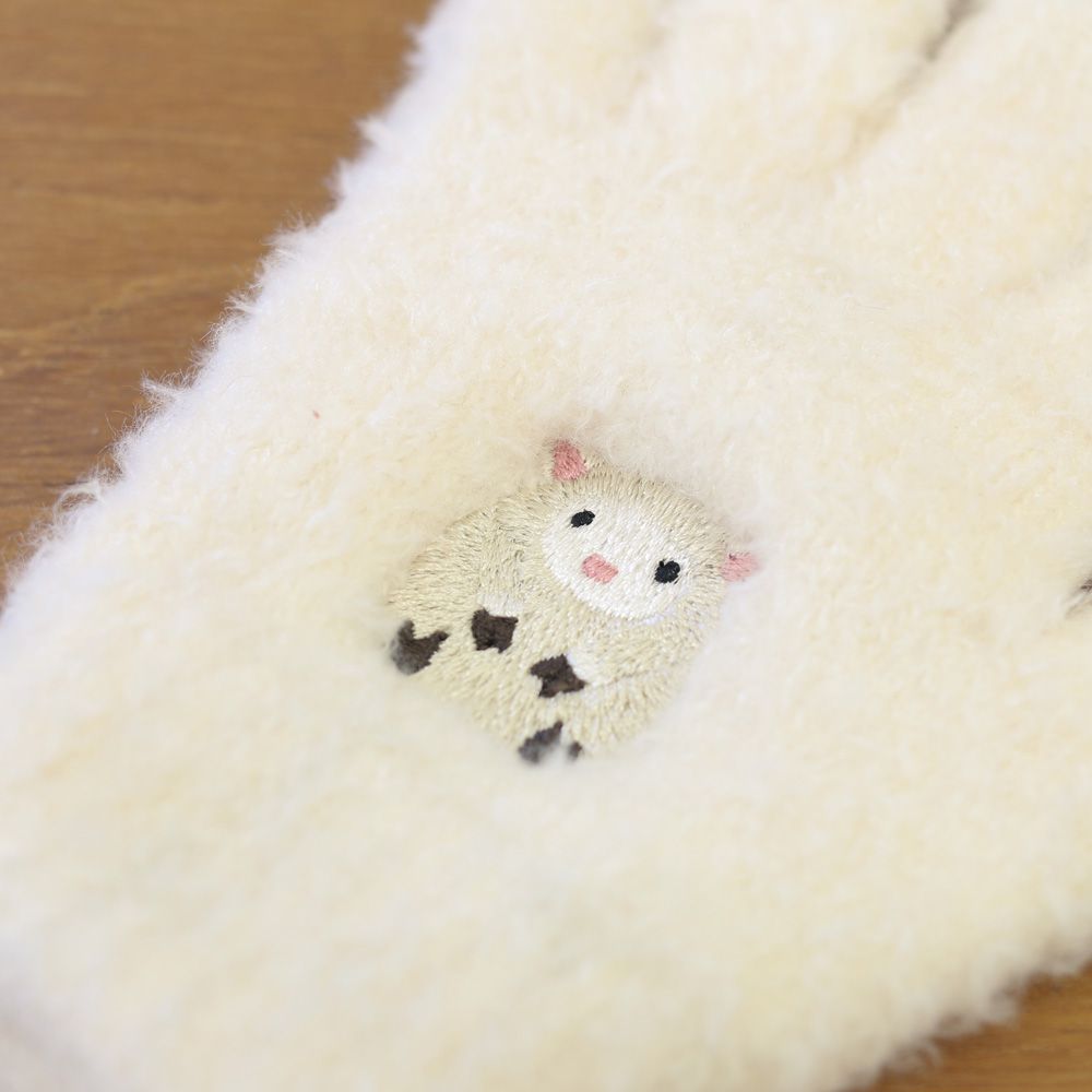 日本 TOMO - 兒童可觸控短絨保暖手套-小綿羊-奶油