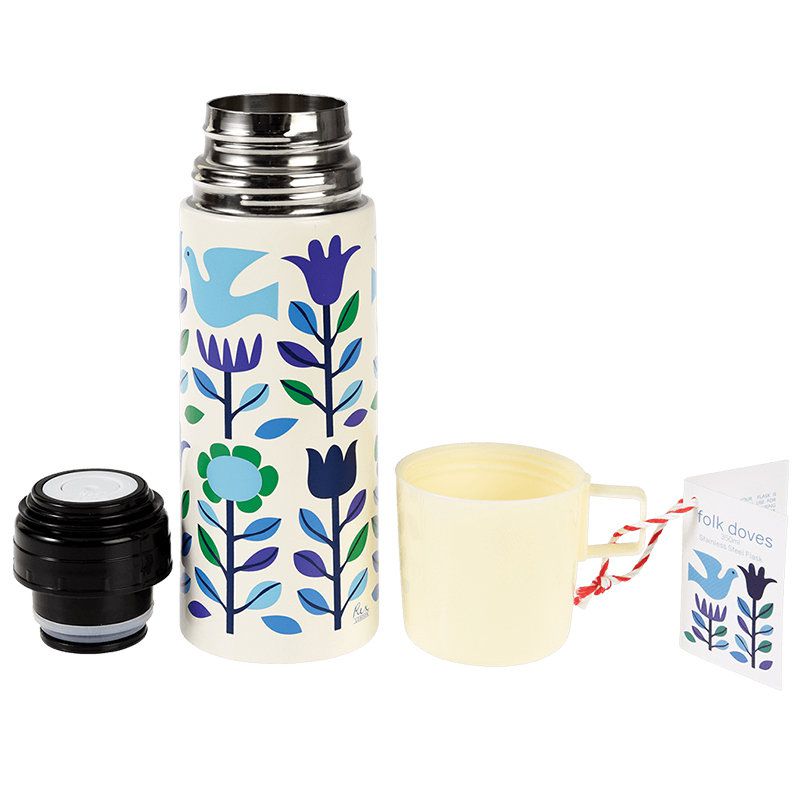 英國 Rex London - 不鏽鋼兩用保溫/保冷水瓶-藍鴿子(350ML)