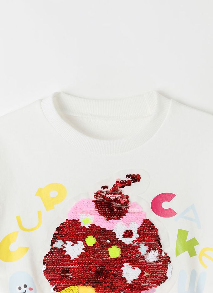 韓國 OZKIZ - 閃亮變色長袖大學T-杯子蛋糕