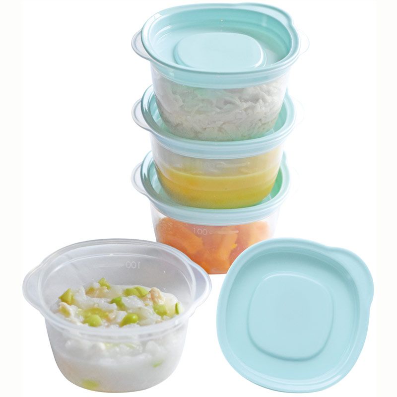 akachan honpo - 副食品分裝盒-清洗容易圓形 M-藍色-4個入/100ml