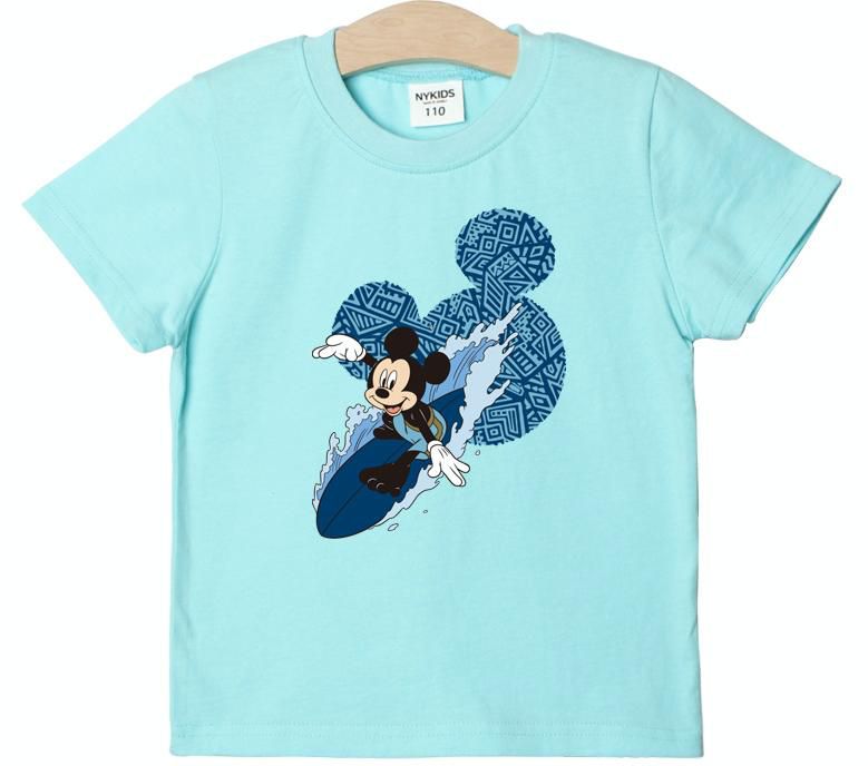 (韓製)正版迪士尼 - 純棉T-衝浪米奇-黑