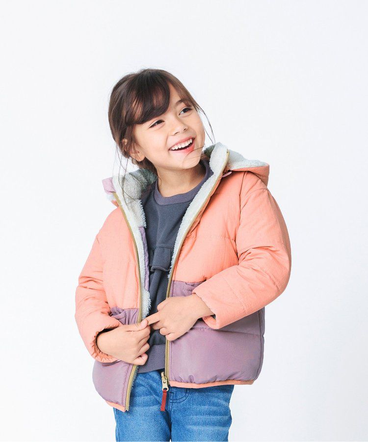 日本 BREEZE - 2WAY極暖裏絨保暖鋪棉外套-卡其x咖啡