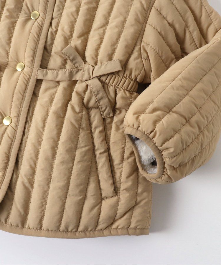 日本 apres les cours - 絎縫束腰氣質金釦雙面穿外套-花朵x淺卡其