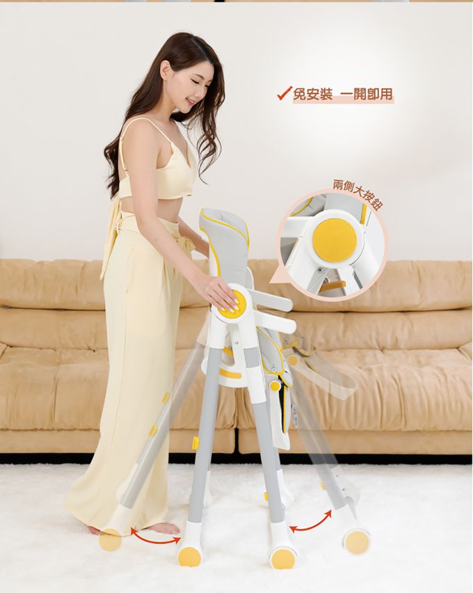 Nuby - 多段式兒童高腳餐椅-經典灰黃