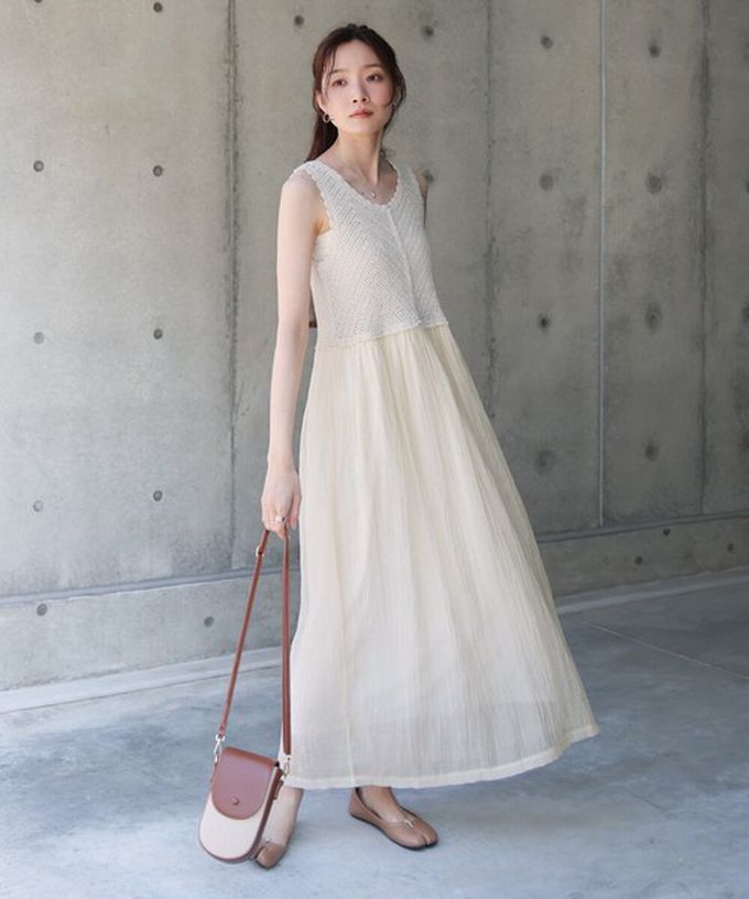 日本 Bab - 夏日氛圍鉤針縐紗背心裙-黑